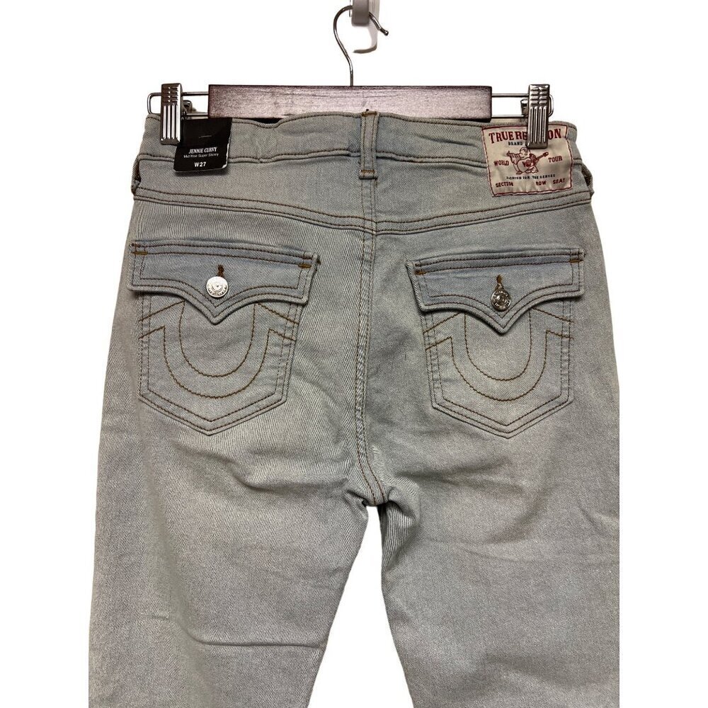 NEW! True Religion Jennie Curvy Mid Rise Super Skinny Blue Jeans Women's Size 27 - Picture 5 of 12